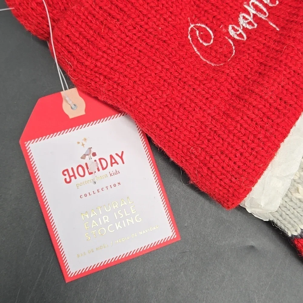 NEW COOPER Pottery Barn Christmas Holiday Stocking Wool Blend Fair Isle